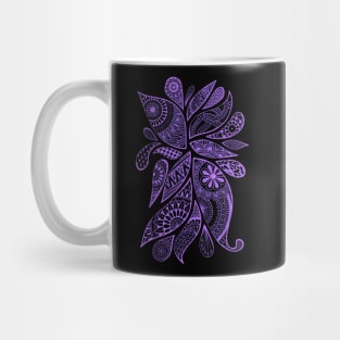 Abstract Zentangle Swirls Design (lavender on black) Mug